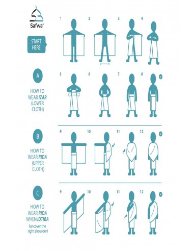 Ihram-antrekk for Menn med Knapper – 100 % Egyptisk Bomull – SAFWA-IHRAM Hajj & Omra-Maktaba-Ahloulhadith