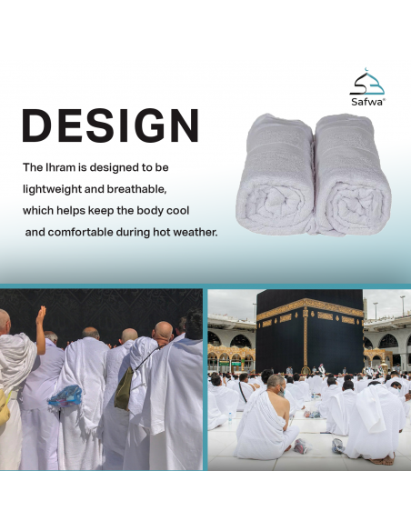 Kinder-Ihram van 100% Egyptisch katoen – Model met knopen voor Hadj en Umrah