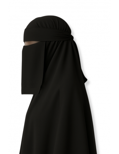 Pull Down Niqab "Short" Umm Hafsa – Black-Niqab 1 sail Umm Hafsa-Maktaba-Ahloulhadith