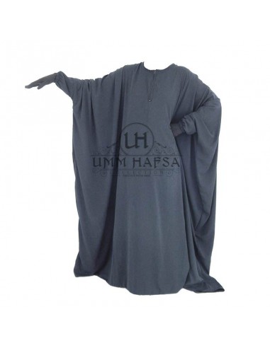 Abaya a farfalla Umm Hafsa - Grigio-Abaya Umm Hafsa-Maktaba-Ahloulhadith