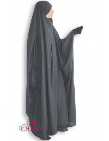 Jilbab saudí clásico Umm Hafsa - Gris-Umm Hafsa Collection®-Maktaba-Ahloulhadith